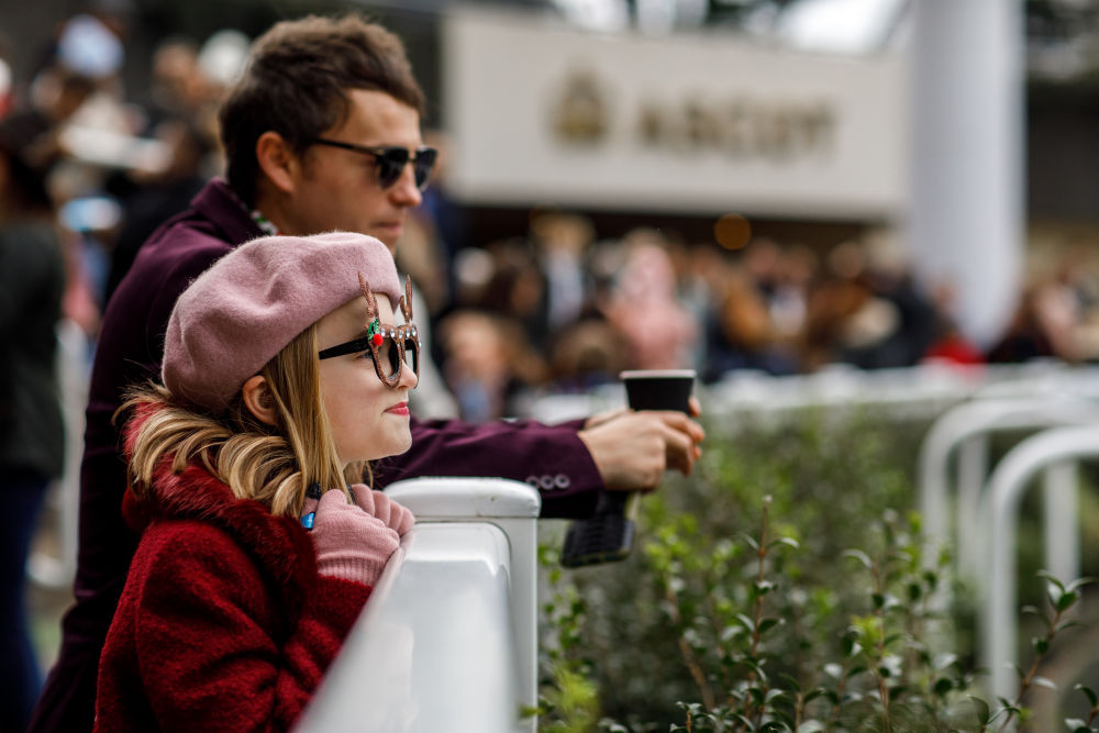 Racegoers at Ascot Racecourse